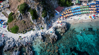 An aerial view of the Italian coastline, Costa delgi Dei