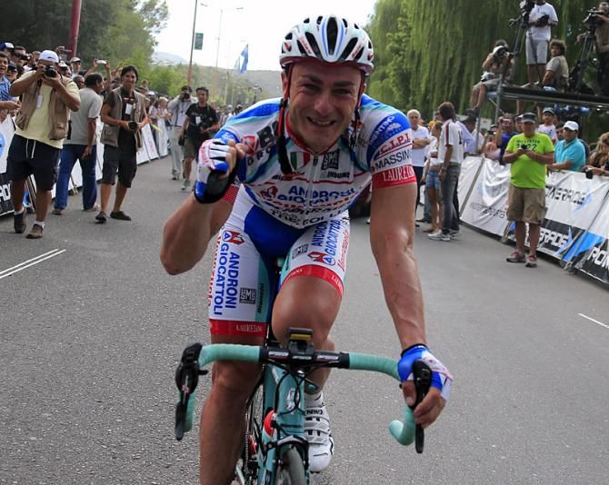 Stage 7 winner Mattia Gavazzi (Androni Giocattoli) makes his way to the podium.