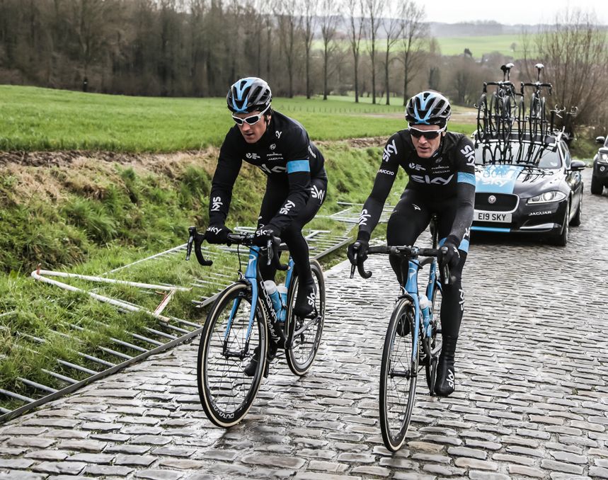 Team Sky out training for the Tour of Flanders