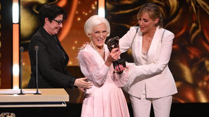 Sue Perkins and Mel Giedroyc present the Fellowship Award onstage to Dame Mary Berry CBE during the 2026 BAFTA Television Awards