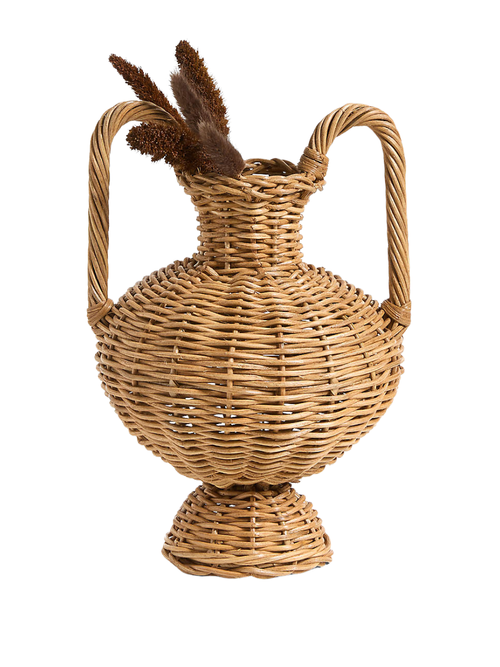 Alford Woven Rattan Double Handle Vase