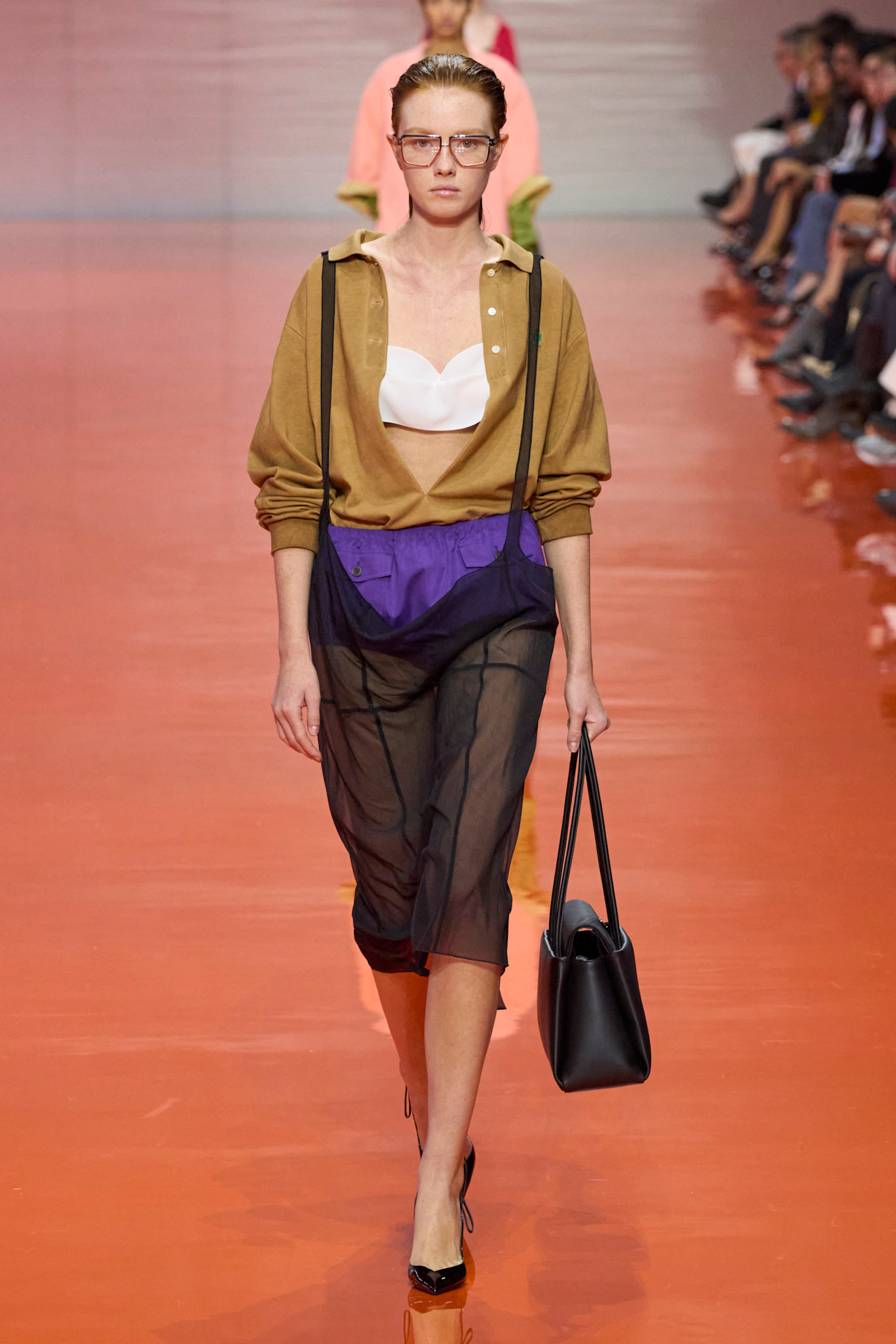 Prada model on the spring/summer 2026 runway wearing the bloomer shorts trend