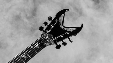 Kerry King of Slayer plays his new Dean signature guitar as they perform their final tour, "The Final Campaign, The Last Leg" at Madison Square Garden on November 09, 2019 in New York City
