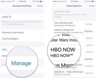 Managing subscriptions on iPhone