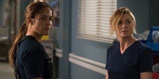 Jaina Lee Ortiz and Ellen Pompeo in Grey's Anatomy