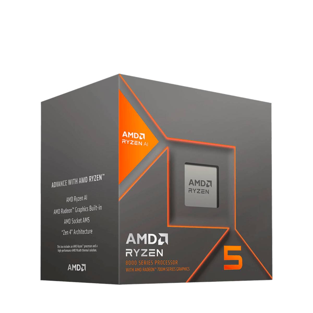 An AMD Ryzen 5 8600G against a white background