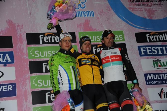 Sagan, Ciolek and Cancellara on the Milan-San Remo podium