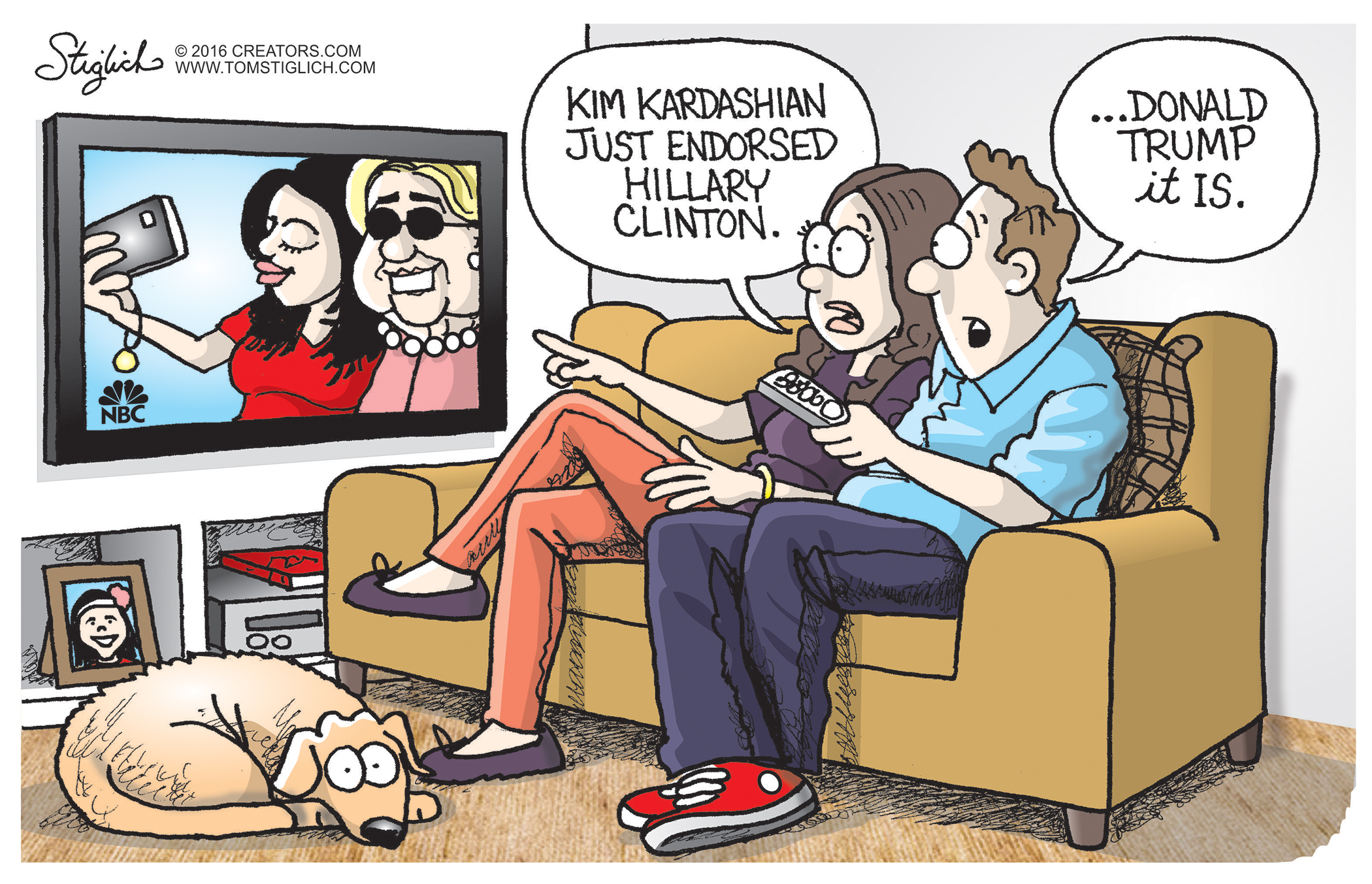 Editorial cartoon U.S. 2016 election Kim Kardashian endorsement Hillary  Clinton | The Week