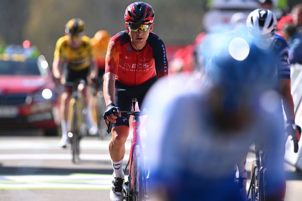 HUY BELGIUM APRIL 19 Magnus Sheffield of The United States and Team INEOS Grenadiers crosses the finish line during the 87th La Fleche Wallonne 2023 Mens Elite a 1943km one day race from Herve to Mur de Huy UCIWT on April 19 2023 in Huy Belgium Photo by Luc ClaessenGetty Images