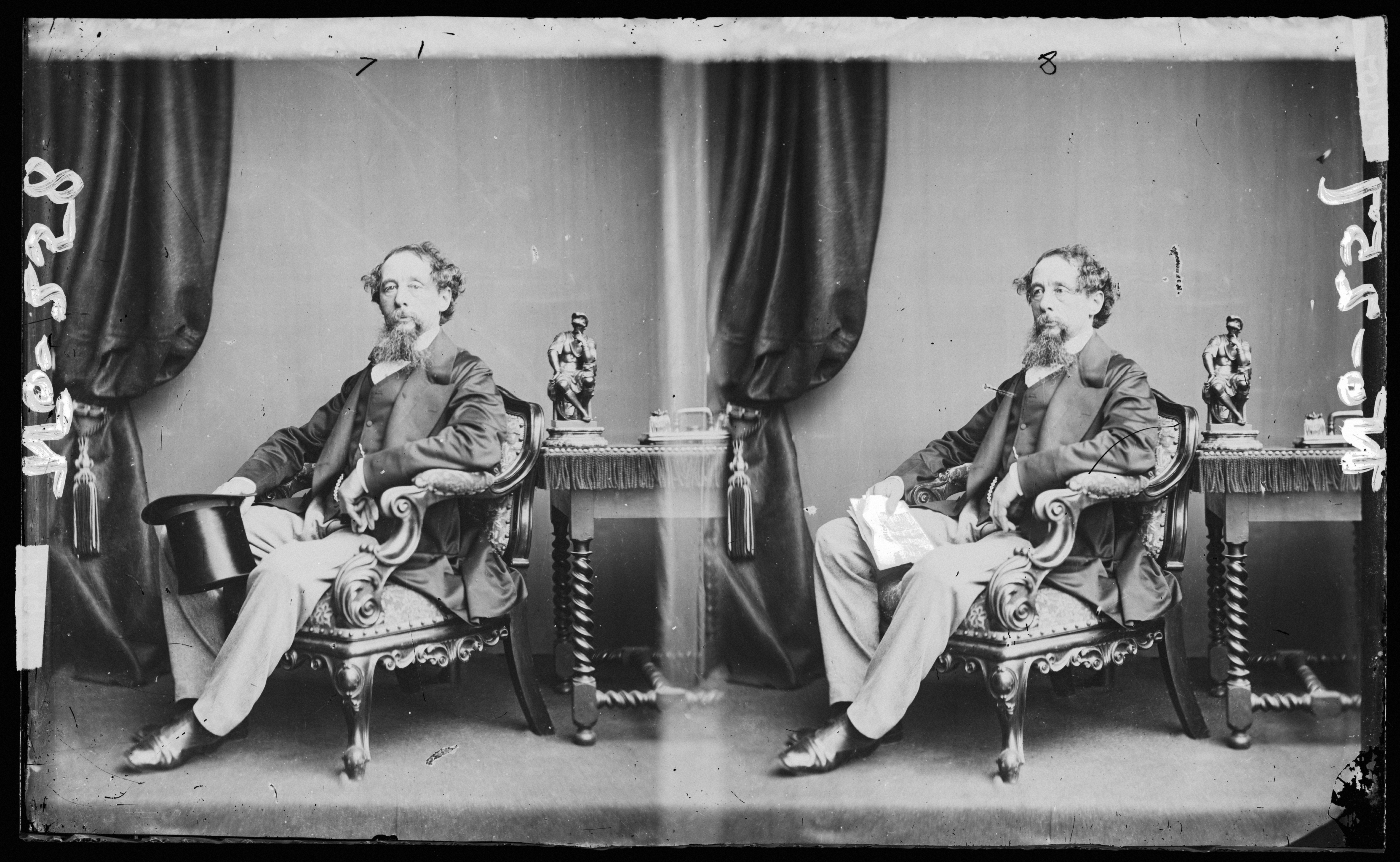 Two portraits of English novelist Charles Dickens (1812 - 1870), circa 1860. (Photo by John &amp;amp; Charles Watkins/Hulton Archive/Getty Images)
