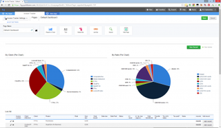 Pie charts and graphs displayed on the Quickbase dashboard