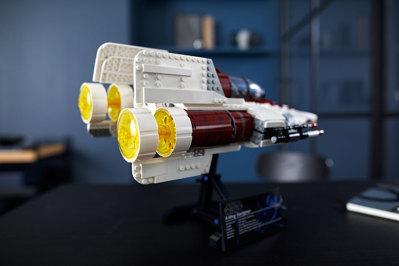 The Lego Star Wars UCS A-wing Starfighter, released in 2020, is an iconic ship from "Star Wars Episode VI: The Return of the Jedi."