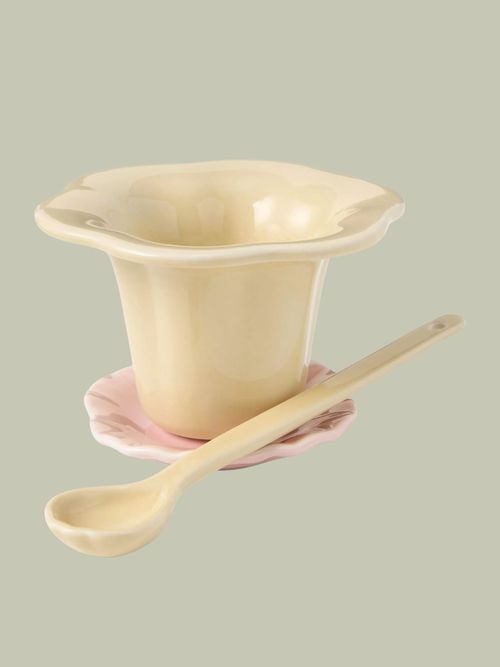 Stoneware Floral Infuser, Yellow / Pink
