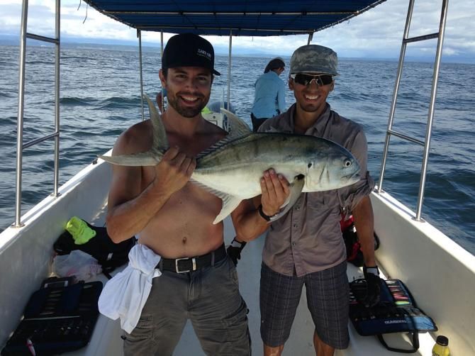 Manny Prado and Paul Pagano with a freshly caught Jurel (Horse Mackerel)