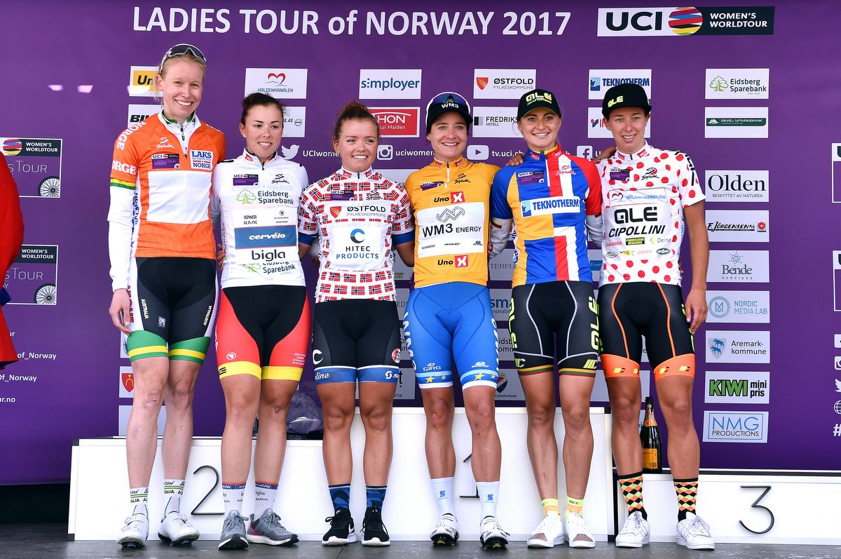 The classification winners on the podium