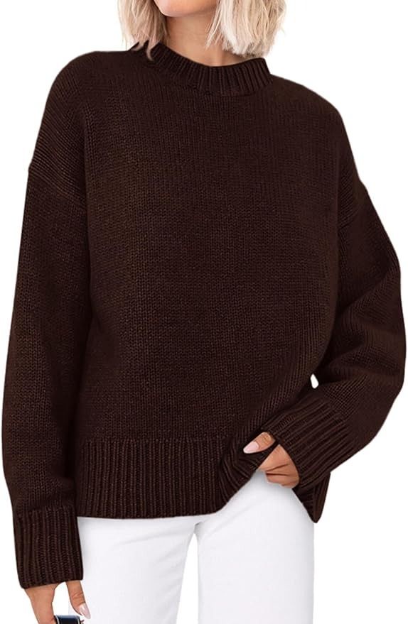 PRETTYGARDEN, Prettygarden Womens Sweaters Fall 2025 Trendy Casual Crewneck Long Sleeve Cozy Knit Pullover Sweater Tops Winter Clothing(dark Brown,large)