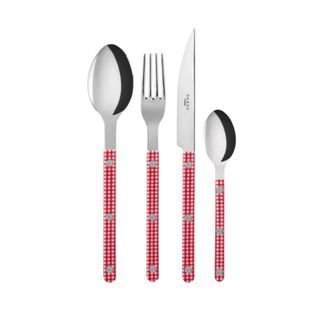 Sabre Red Bistro Gingham 4-Piece Flatware Set