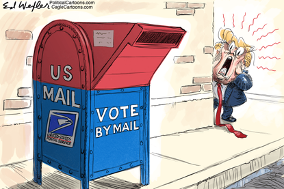 Political Cartoon U.S. Trump voting by mail fears