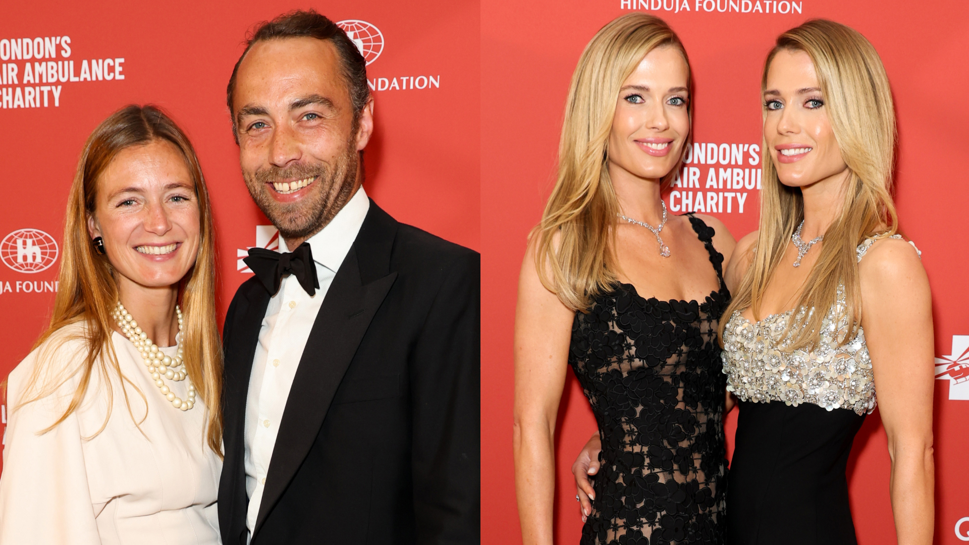 James Middleton and Alizee Thevenet on the red carpet; Eliza and Amelia Spencer wearing black dresses