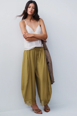 By Anthropologie Reverie Lace-Trim Tapered Pants