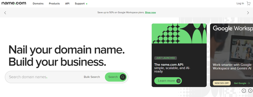 An image of Name.com&#039;s landing page