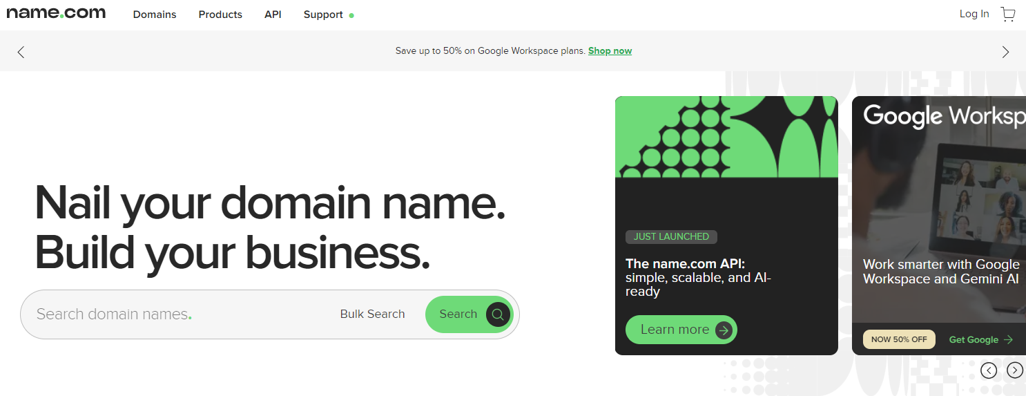 An image of Name.com&#039;s landing page