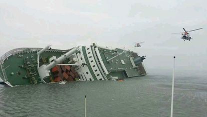 Sewol ferry after tipping