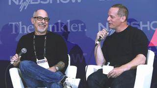 Writer/producer David S. Goyer, left, with Erik Barmack, founder of Wild Sheep Content/AI in Hollywood. 