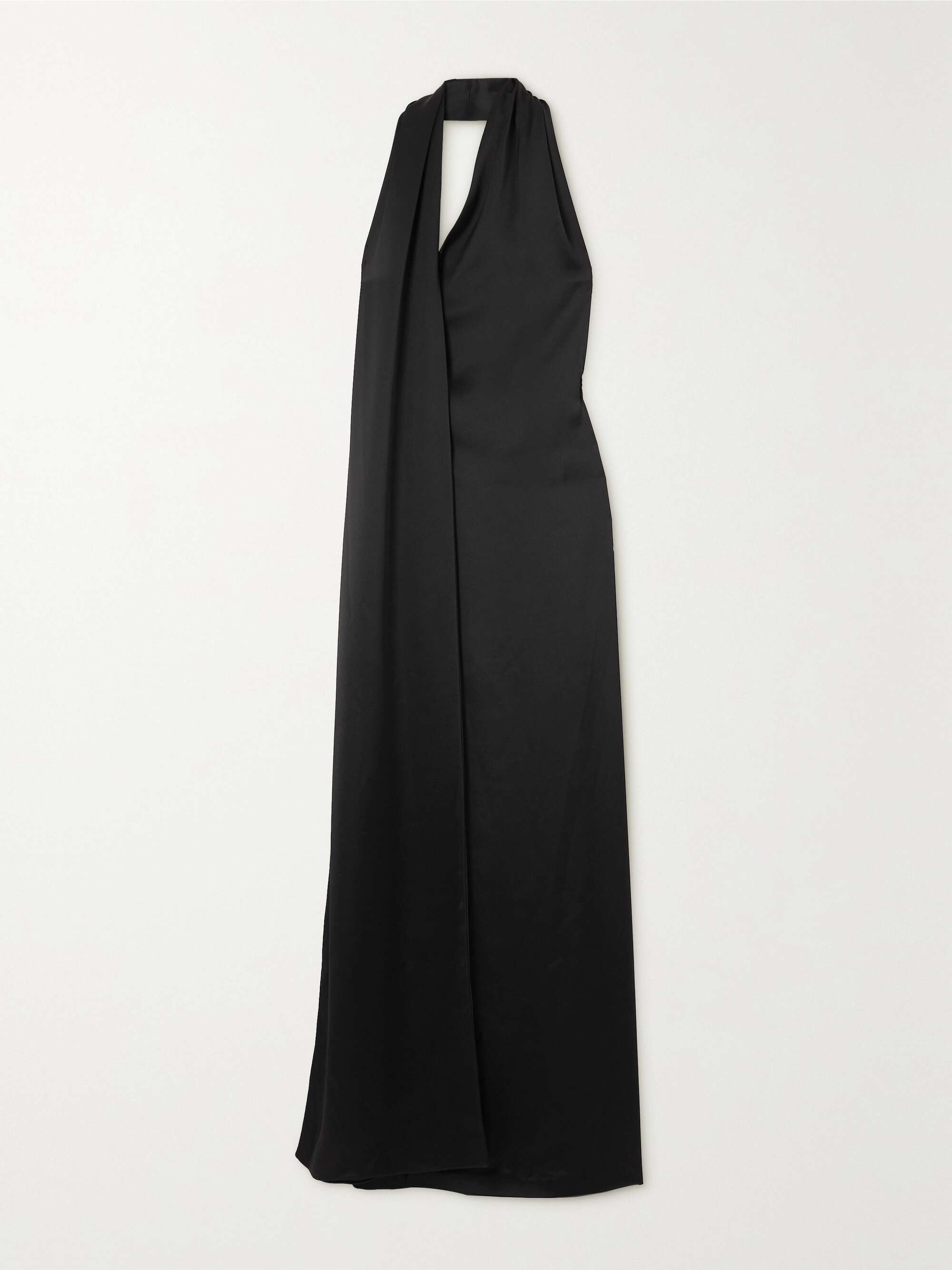 Scarf Asymmetric Satin Halterneck Gown