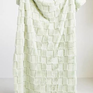 Checkered faux fur throw