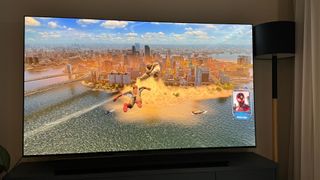 Spider-man 2 being played on the LG G4 OLED TV