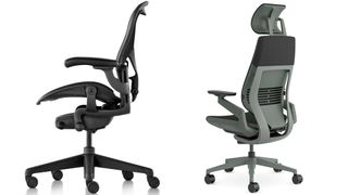 Herman Miller Aeron chair and Steelcase Gesture chair side-by-side