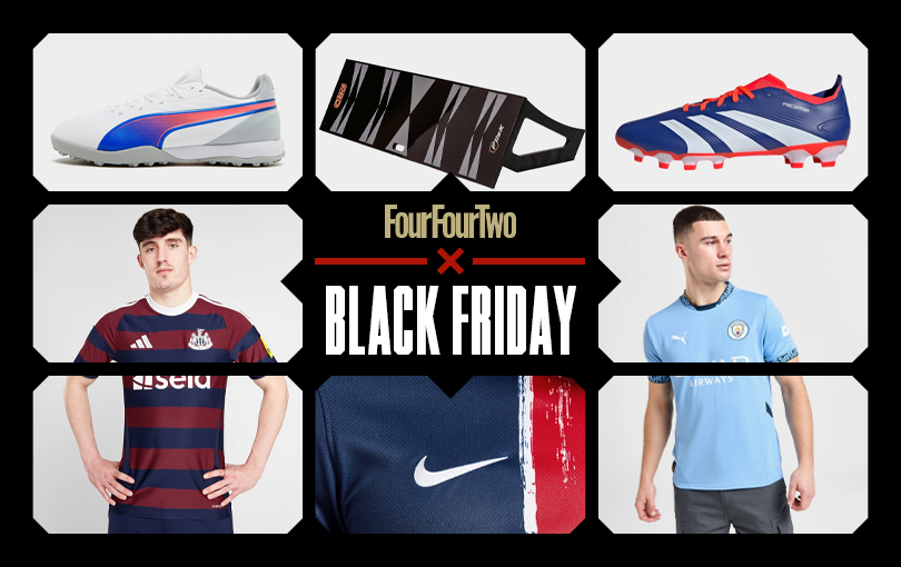 JD Sports Black Friday collage with football shirtsa and football boots