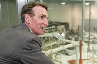 Bill Nye visits the James Webb Space Telescope during a tour of NASA's Goddard Space Flight Center in Greenbelt, Md., on Sept. 8, 2011.