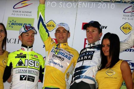 Vincenzo Nibali (Liquigas - Doimo) celebrates his victory in the Tour of Slovenia.