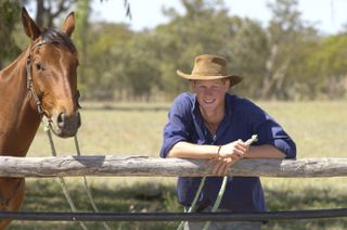 Prince Harry Working As A Jackaroo At Tooloombilla, Queensland, Where He Rode With A Team Mustering Herd Bulls
