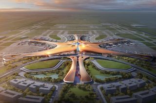 Aerial view of Beijing New Airport Terminal Building