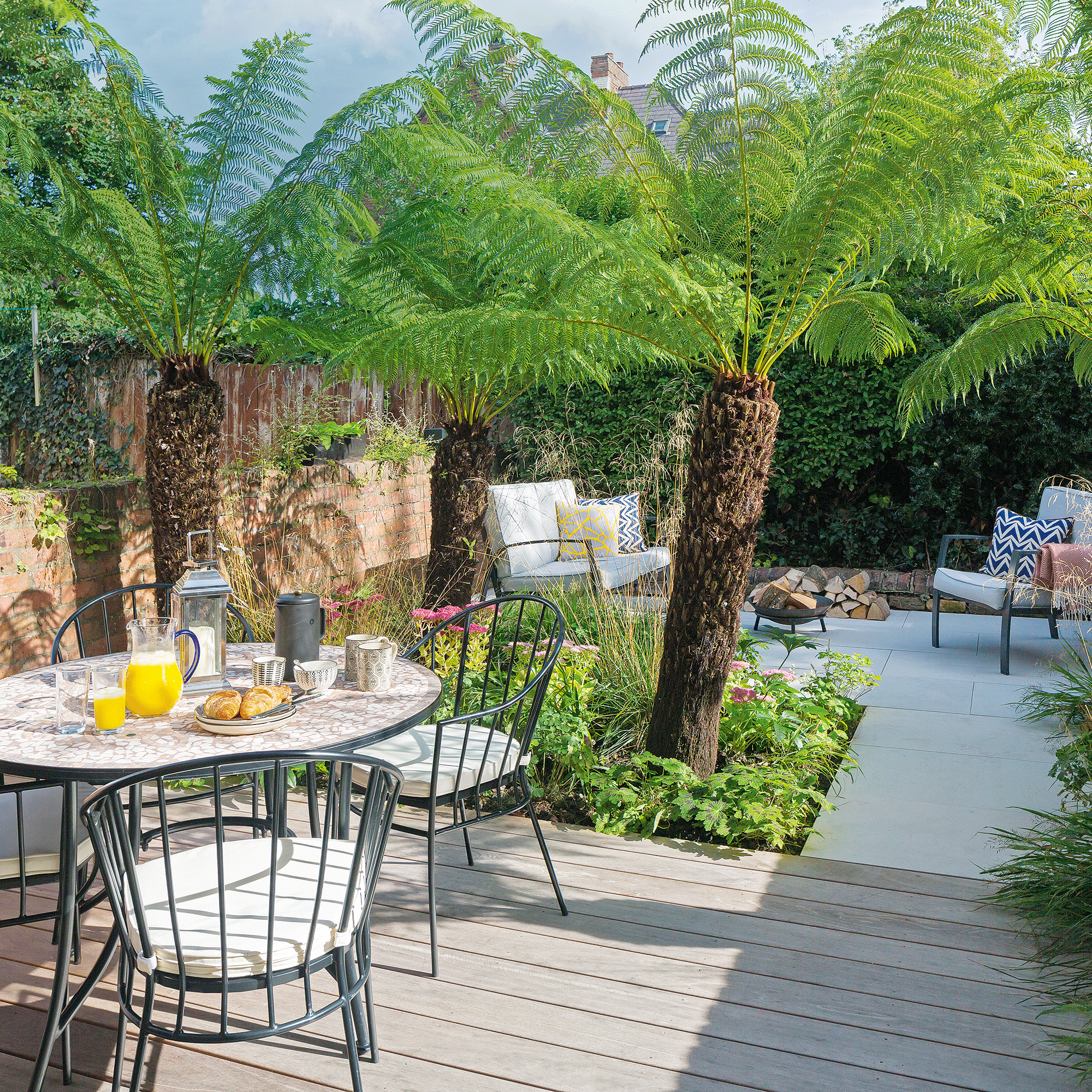 Bistro table in a concrete patio