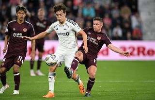Rosenborg's Sverre Halseth Nypan during a UEFA Conference League Qualifier between Heart of Midlothian and Rosenborg at Tynecastle Park, on August 17, 2023, in Edinburgh, Scotland.