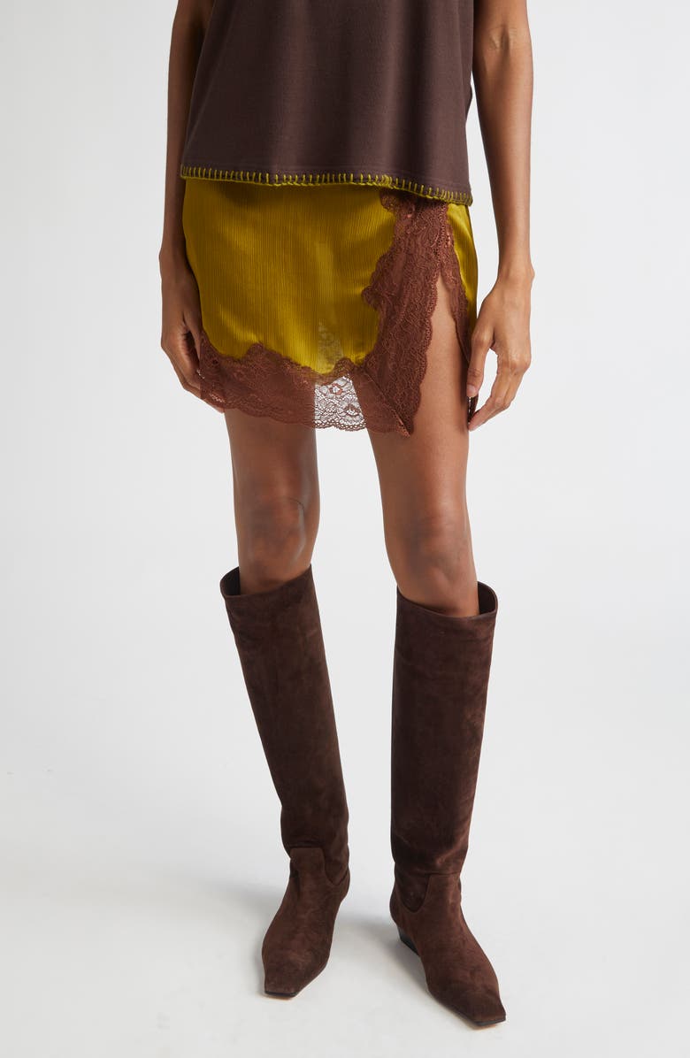 Niera Lace Trim Satin Miniskirt
