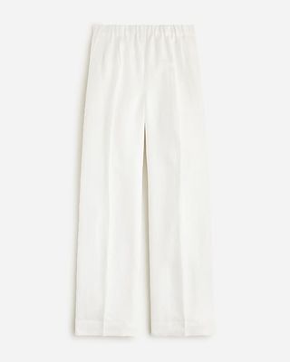 Linen-cupro blend pull-on pleated pants