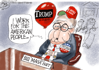 Political Cartoon U.S. Barr Trump congressional testimony