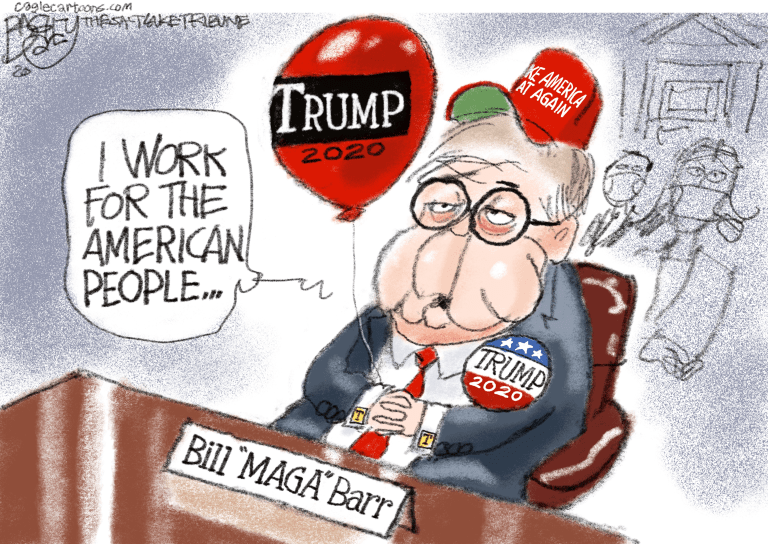 Political Cartoon U.S. Barr Trump congressional testimony