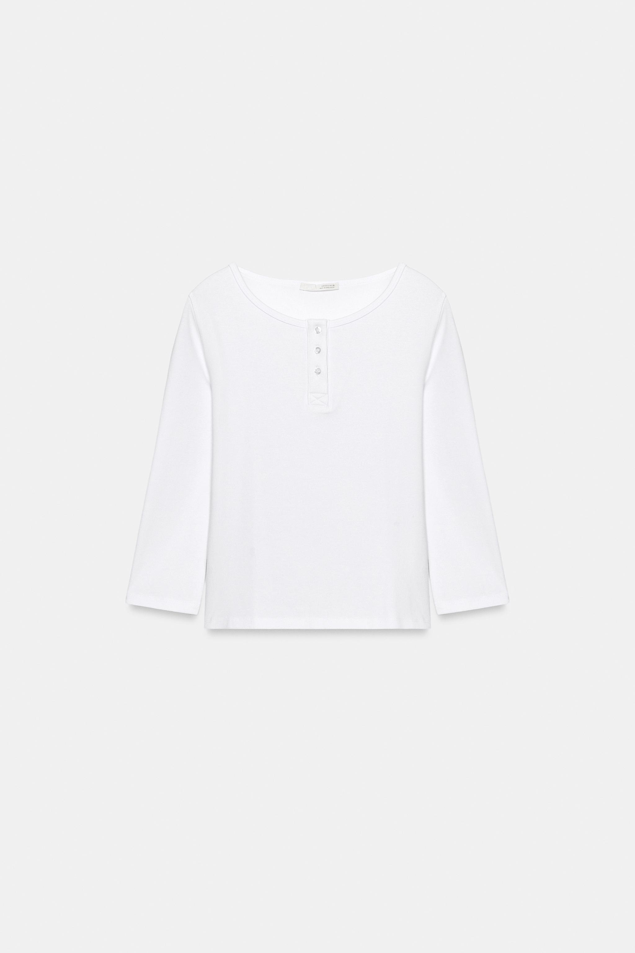 Henley T-Shirt - White - S