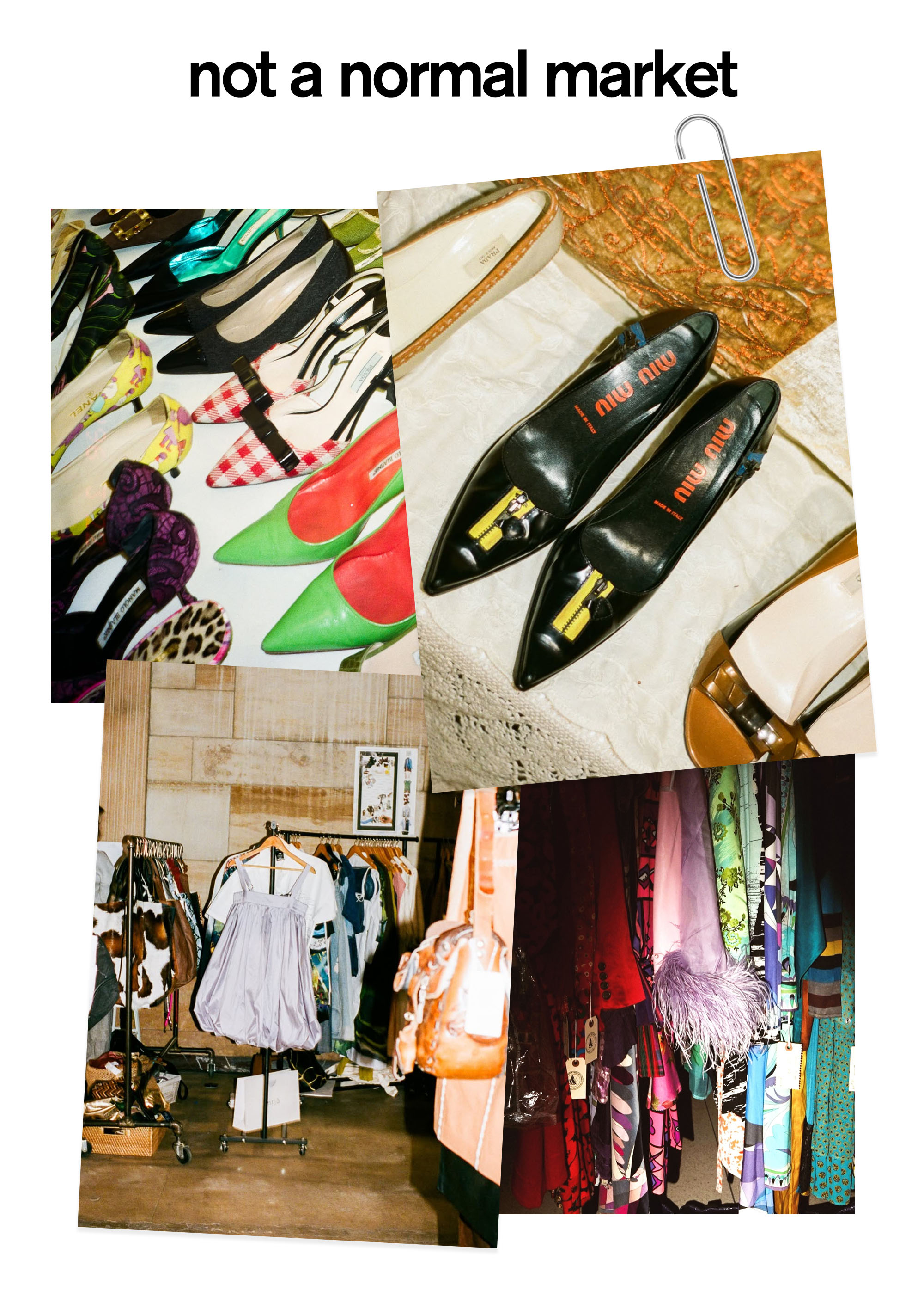 a collage of photos featuring Not-a-Normal-Market, a vintage fashion pop-up shop in New York
