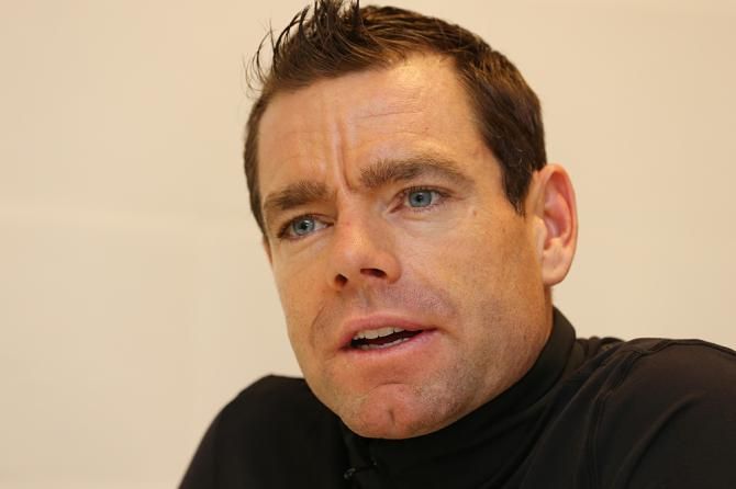 Cadel Evans speaks at the BMC team presentation