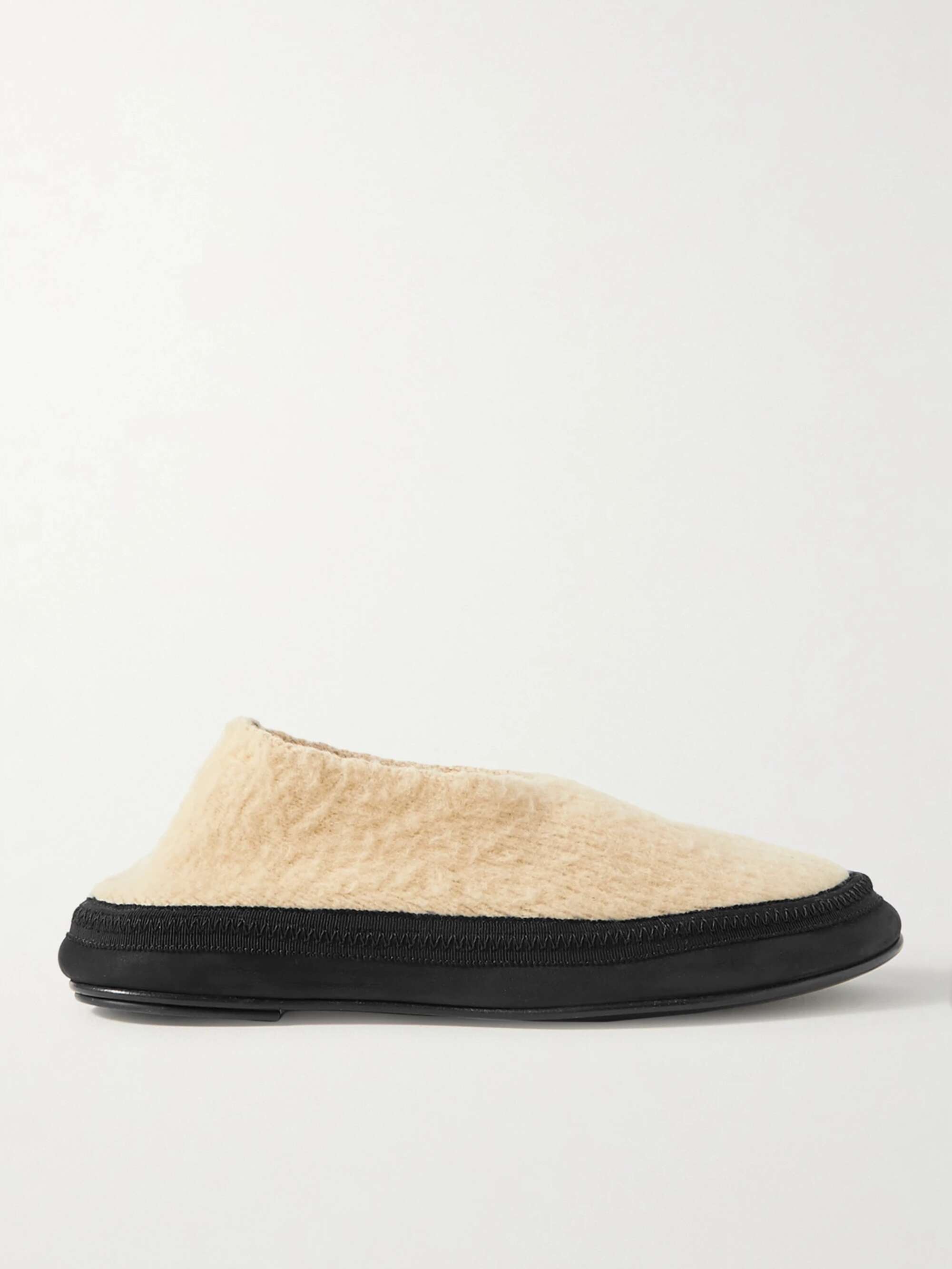 Fairy Grosgrain and Suede-Trimmed Cashmere Slippers