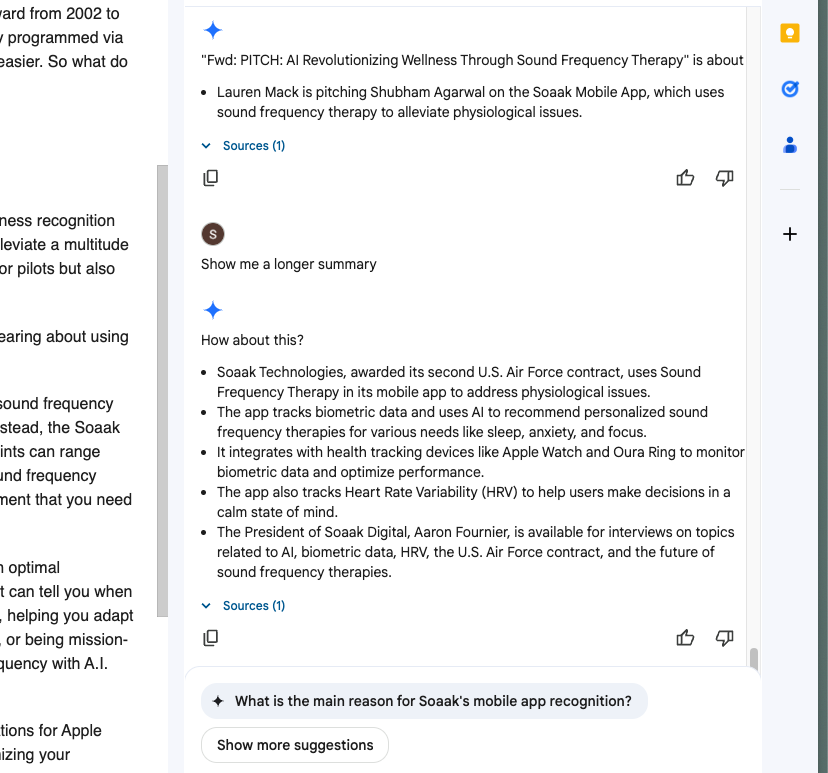 Screenshots of Google Gemini in Gmail