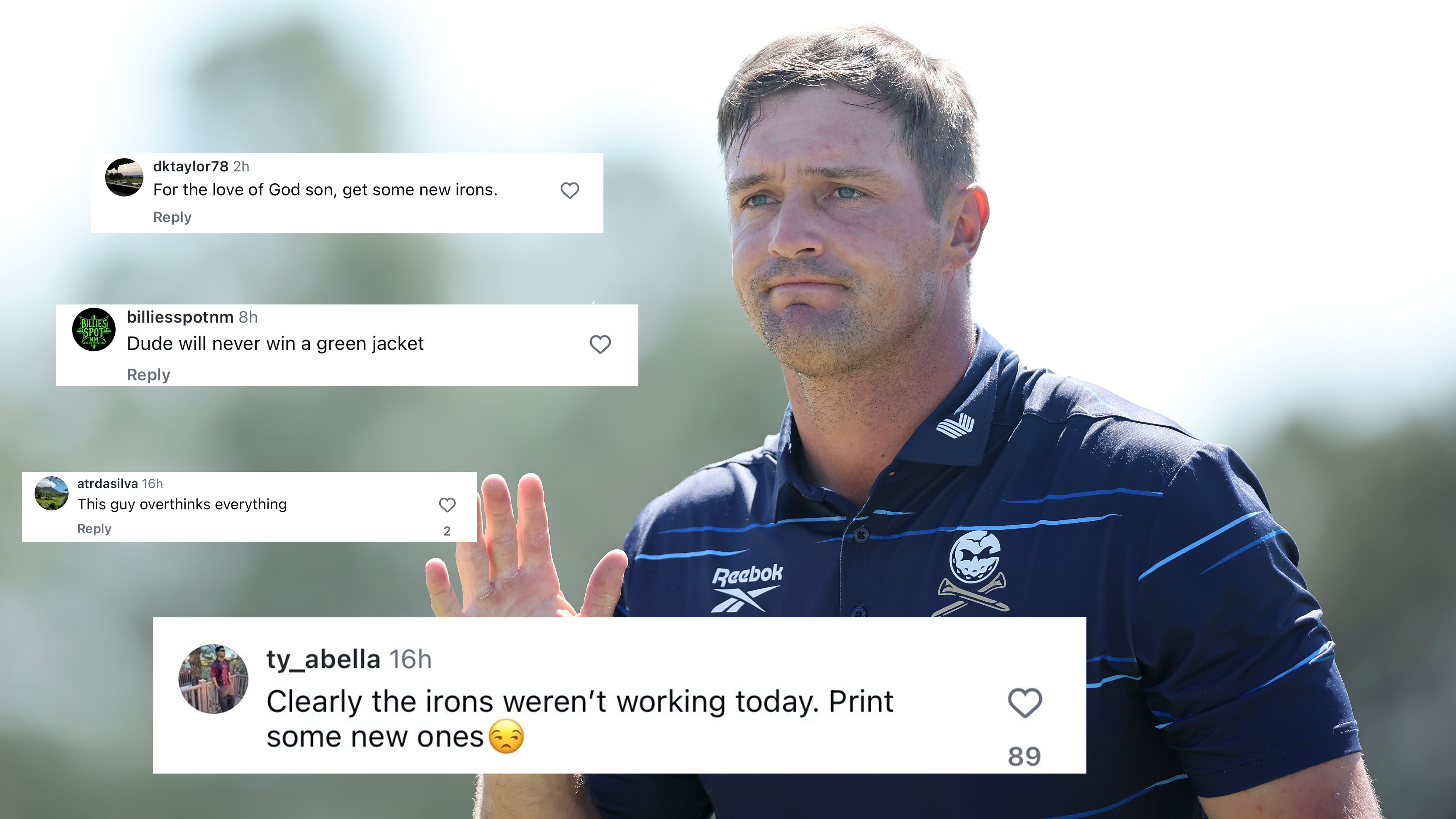 Photo of Bryson DeChambeau with negative social media comments