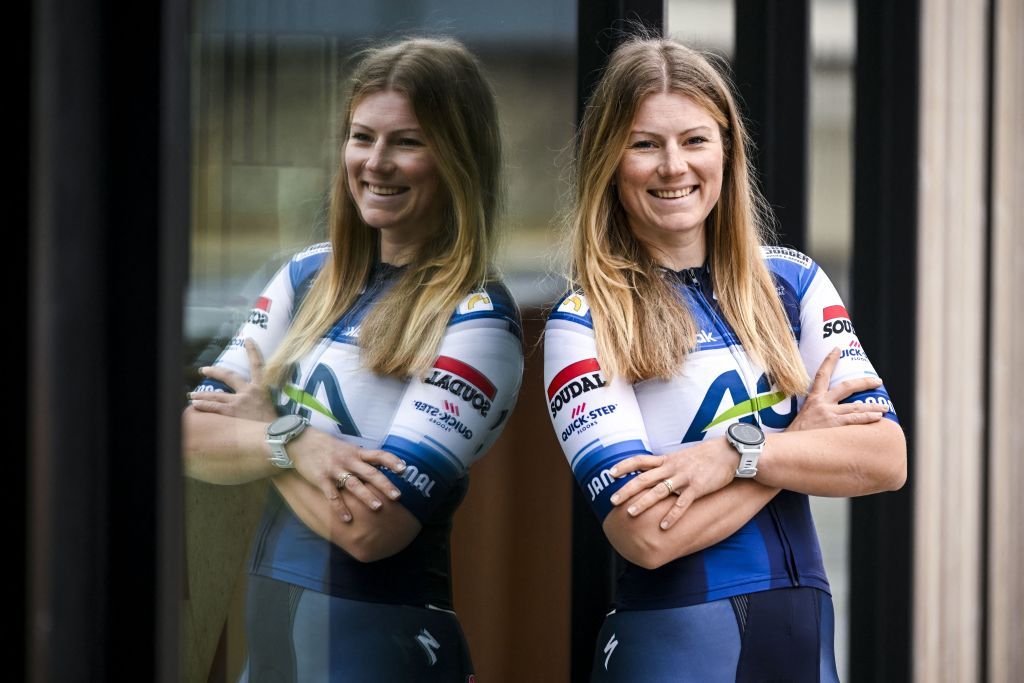 AG Insurance Soudal QuickStep Lotta Henttala poses for the photographer during the presentation of the 2023 roster of the AG Insurance Soudal QuickStep womens cycling team in Brussels on February 23 2023 Photo by Tom Goyvaerts Belga AFP Belgium OUT Photo by TOM GOYVAERTSBelgaAFP via Getty Images